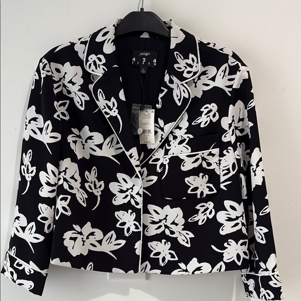 Kenzo Black and White Floral Blazer